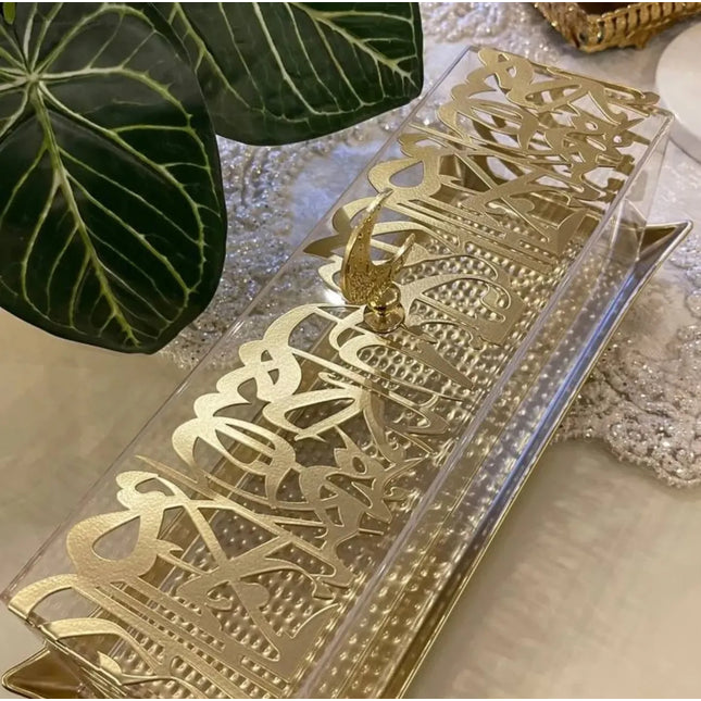 Metal ramdan plate with acrylic cover themed arabic letter