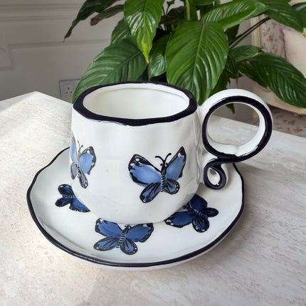 Butterfly crafted ceramic mug
