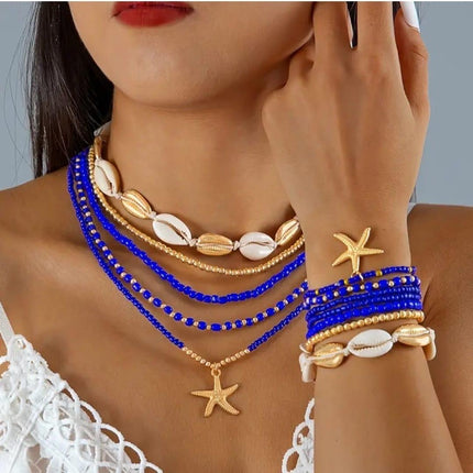 مجموعة قلادة بوهيميا صدفية