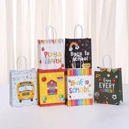مجموعة أكياس تغليف هدايا العودة إلى المدرسة، 12 قطعة
