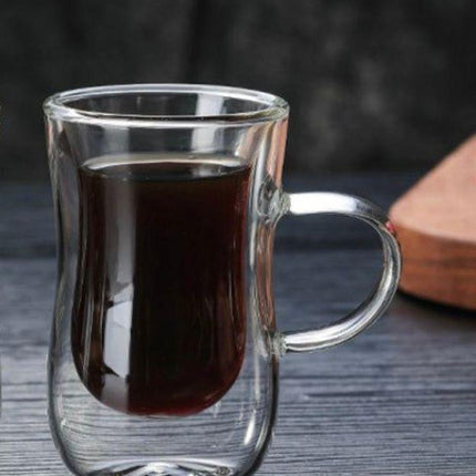 كوب زجاجي شفاف مزدوج الجدار