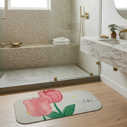 Floral-Shaped Bathroom Bathtub, Quick-Drying Highly Absorbent Mat