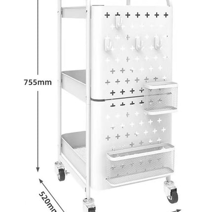 عربة معدنية متعددة الأغراض باللون الأبيض