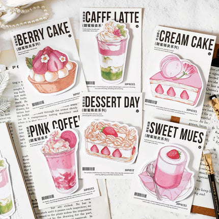 3 pcs set (30Sheets Paper Sticky Notes sweet pink cake sweet series.