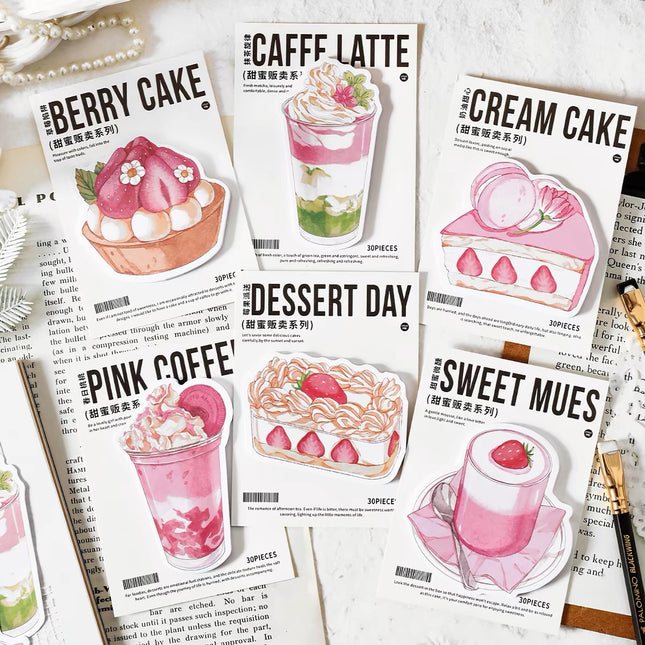3 pcs set (30Sheets Paper Sticky Notes sweet pink cake sweet series.
