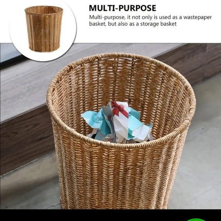 سلة المهملات المصنوعة من الروطان المنسوج