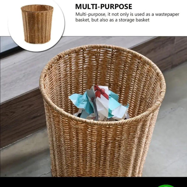 سلة المهملات المصنوعة من الروطان المنسوج