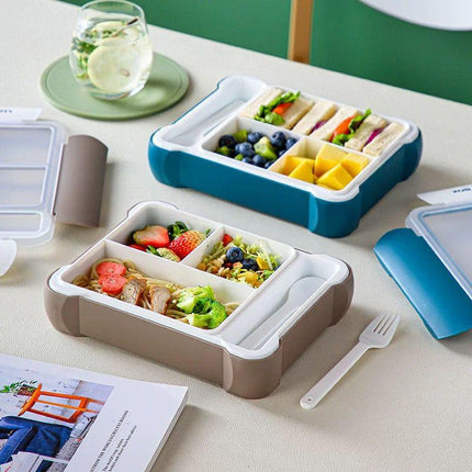 Bento Box, Container with 4 Compartments with Utensil Set