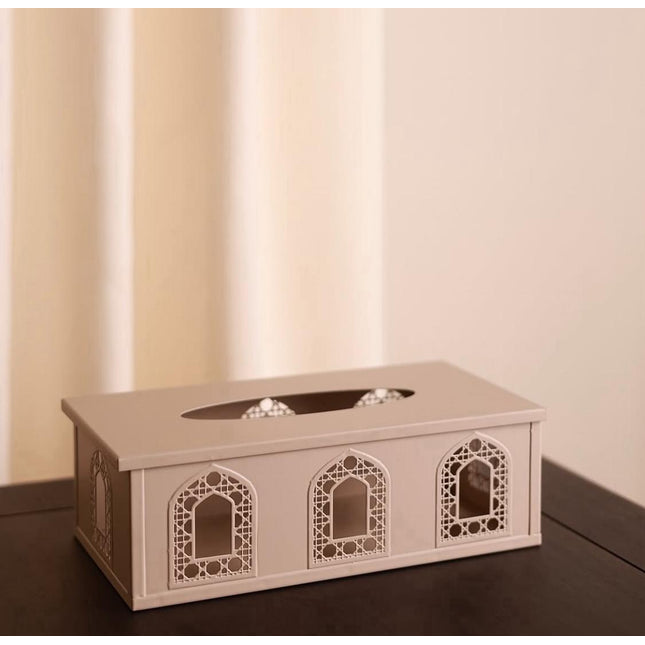 Beig metal tissue box