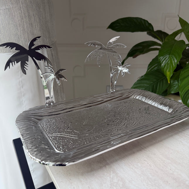 Rectangle silver palm tray