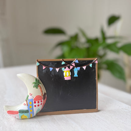 Resin moon mini chalk board display