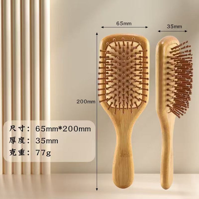 مشط مجداف الخيزران الطبيعي مشط وسادة هوائية لفروة الرأس