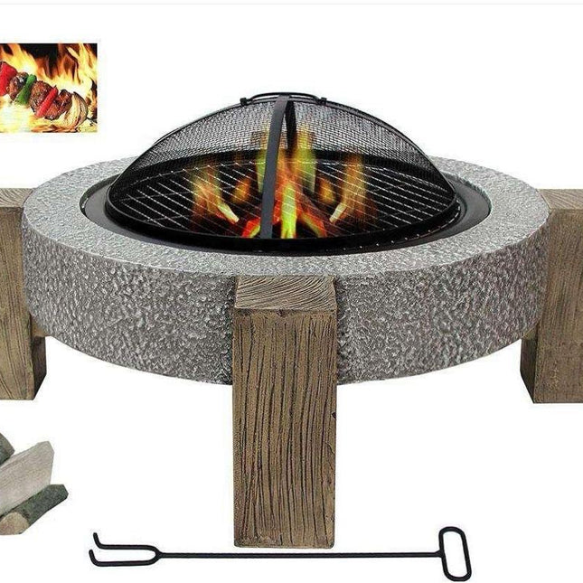 Concrete Charcoal Wood Burning Fire Pit