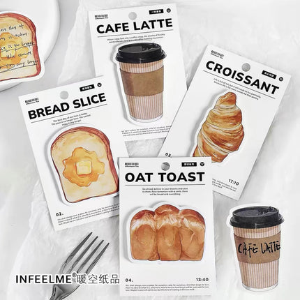 3 pcs set (30 sheet sticky Notes croissant bread bakery series.)