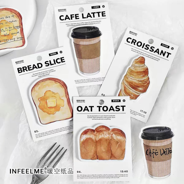 3 pcs set (30 sheet sticky Notes croissant bread bakery series.)