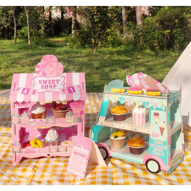 Pink House Dessert Rack Double Layer Cake Stand