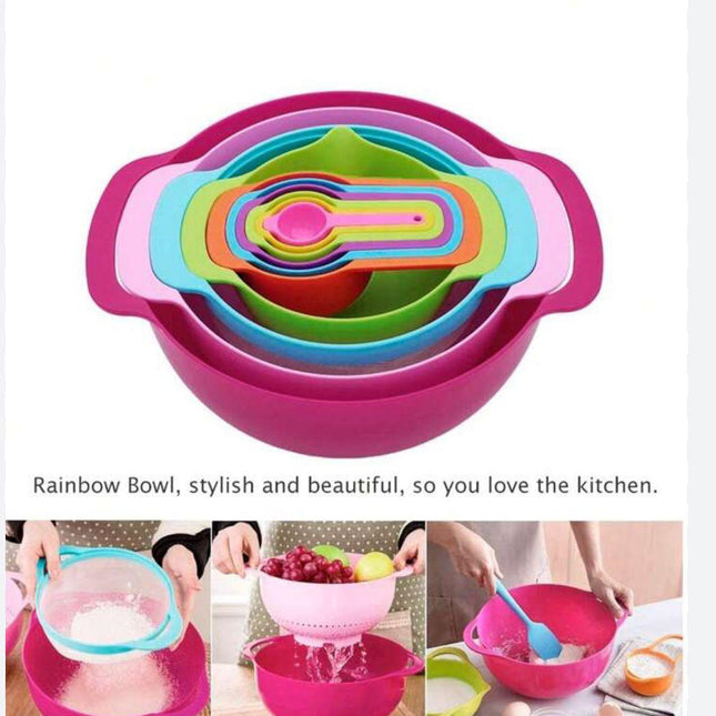 10 Pcs Plastic Mixing Bowl Set