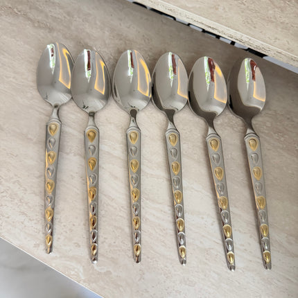6pcs Silver golden tablespoon