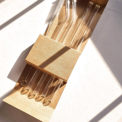 Set of glass straws reusable