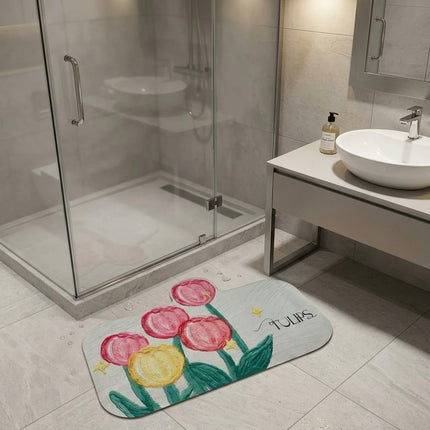 Floral-Shaped Bathroom Bathtub, Quick-Drying Highly Absorbent Mat