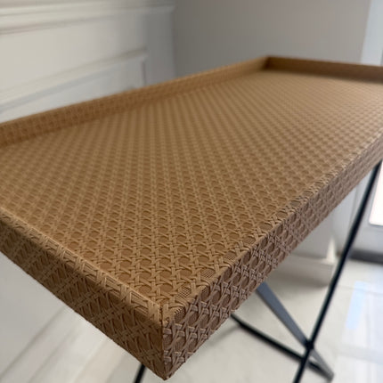 Folded leather display table