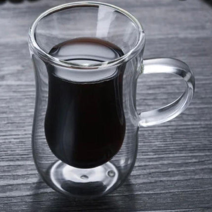 كوب زجاجي شفاف مزدوج الجدار