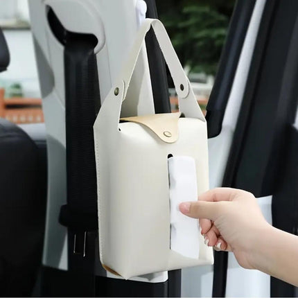 حامل مناديل السيارة مصنوع من الجلد