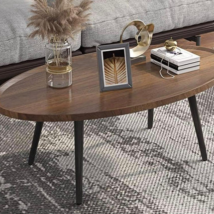 2 pcs set middle wooden table with metal stand