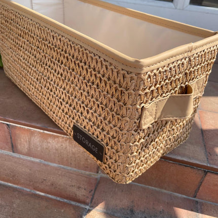 Storage folded handmade rattan box