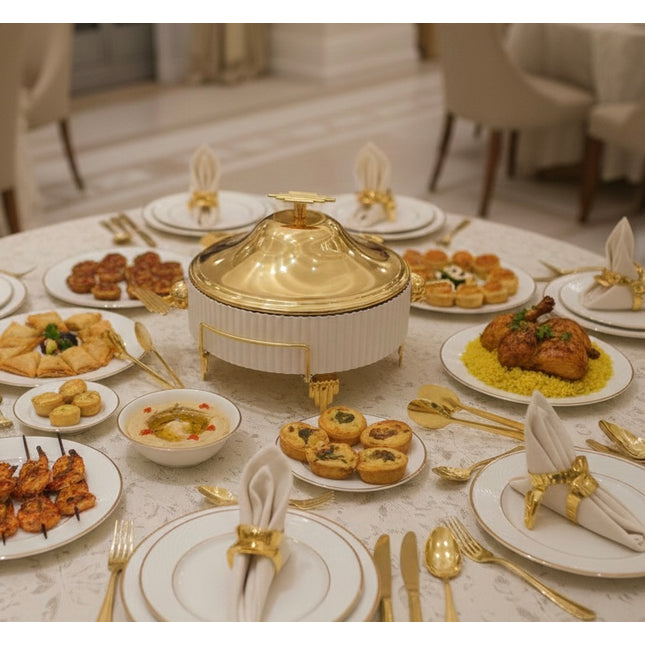 Buffet tray with cover and ceramic plate