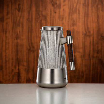 Vacuum Flask Set 1L + 1L Matt Nickel & Matt Dark Wood