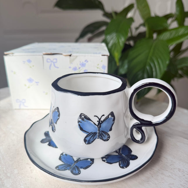 Butterfly crafted ceramic mug