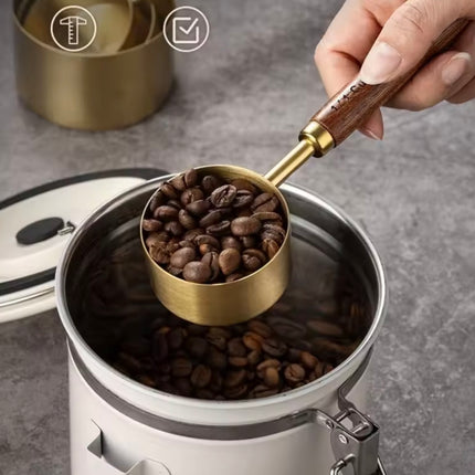 1 pcs 80 ml Stainless Steel Measuring Cups with Wood Handle