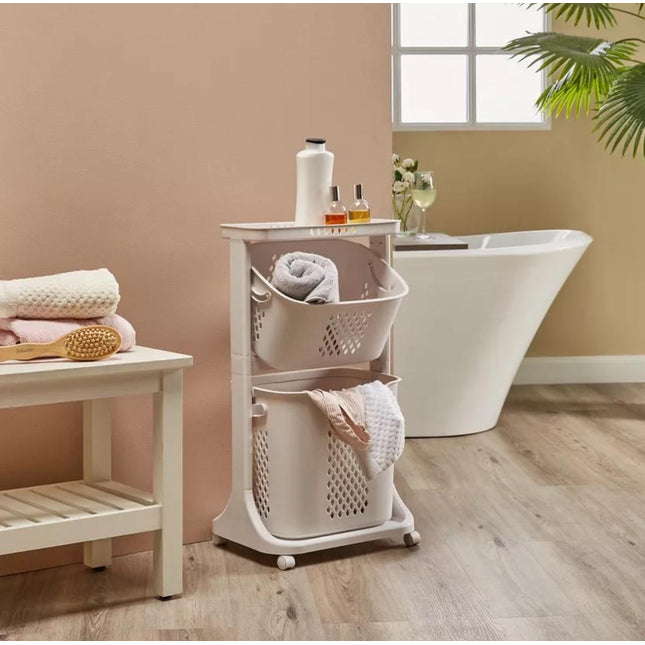 2 layer laundry basket trolley